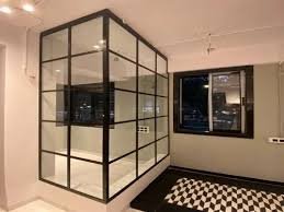 Slim glass partition design