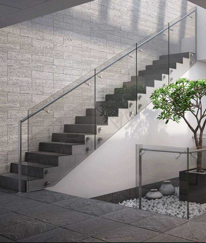Stainless steel glass railing installation